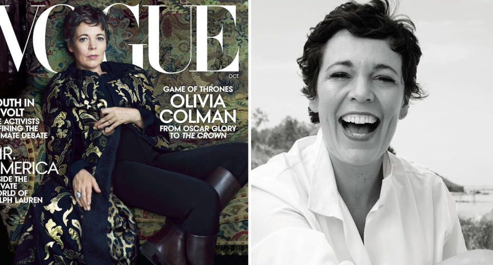 Olivia Colman stars on the front of US Vogue. [Photo: Instagram/Vogue]