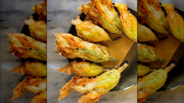 Stuffed zucchini blossoms