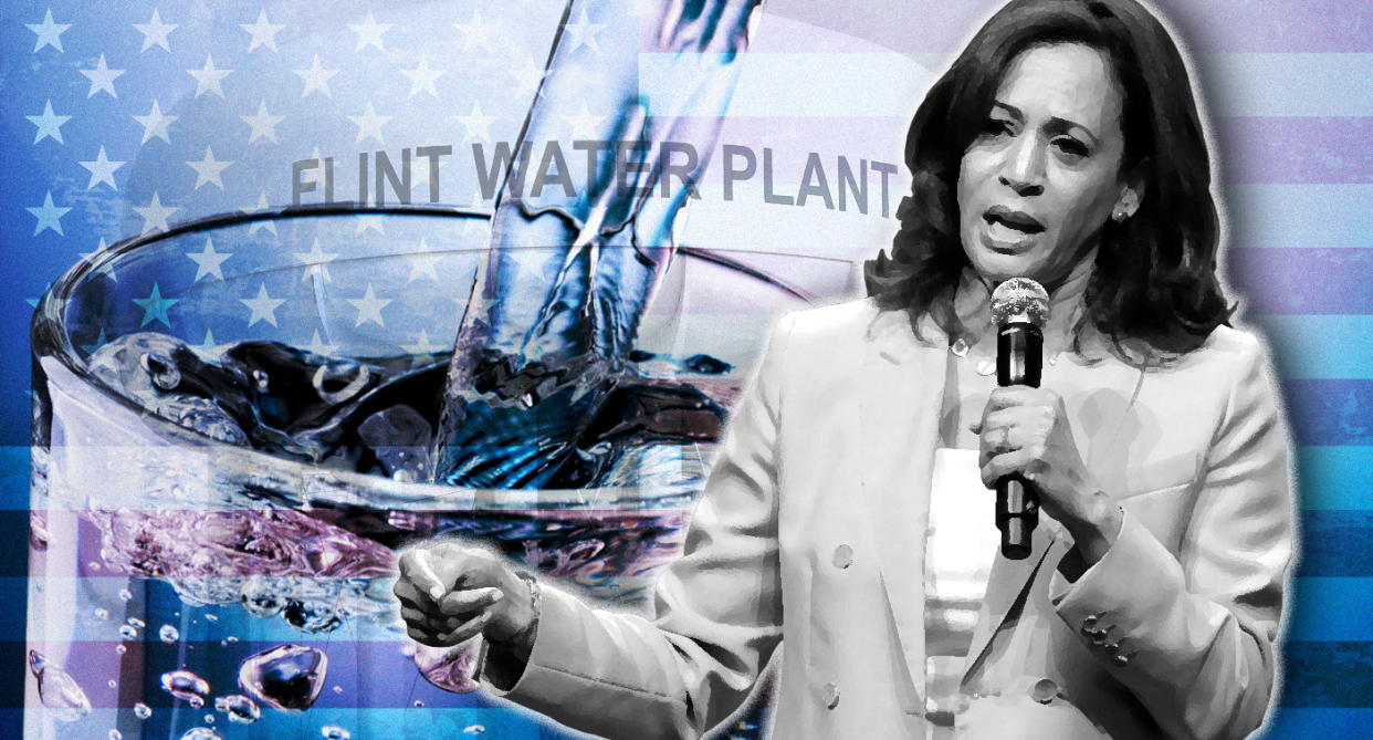 Sen. Kamala Harris. (Photo illustration: Yahoo News; photos: Darron Cummings/AP, Getty Images, Paul Sancya/AP, AP, Getty Images)