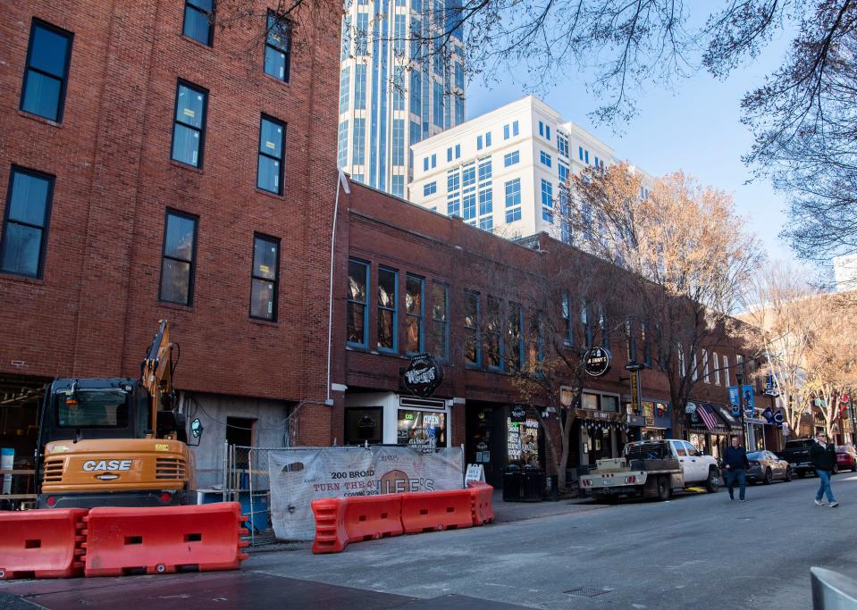 Construction of 2nd avenue in Nashville, Tenn., Tuesday, Dec. 5, 2023.