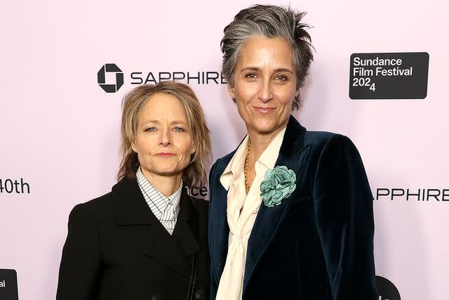 <p>Matt Winkelmeyer/Getty</p> Jodie Foster and partner Alexandra Hedison in Park City, Utah in January.