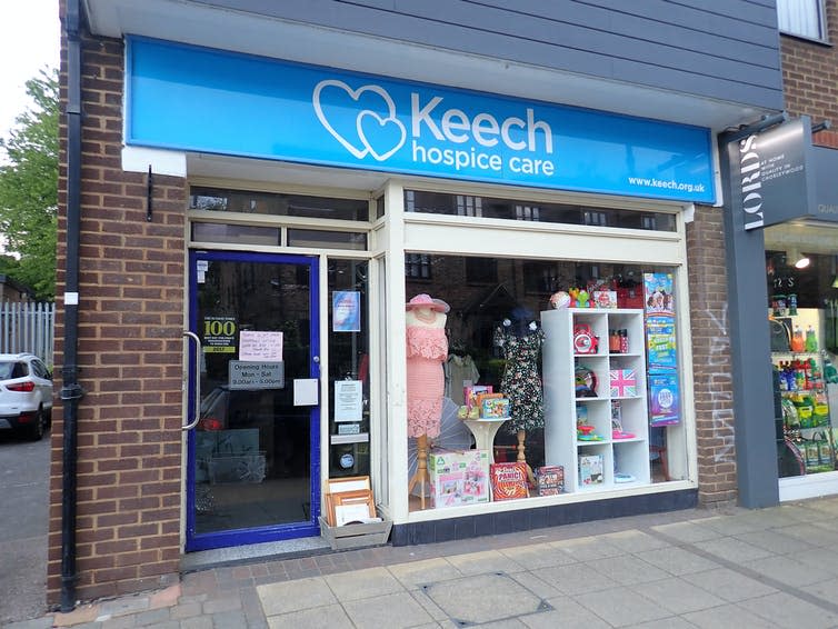 Keech charity shop front on street