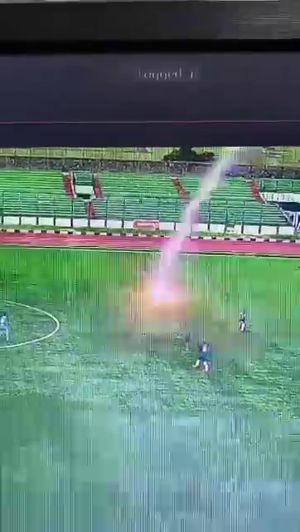 A video captured the moment a man was struck by lightning during a football match (Mojang Jajaka / YouTube)