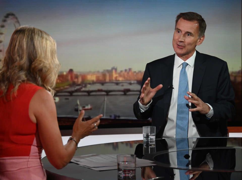 Former health secretary Jeremy Hunt was speaking to the BBC on Sunday (PA Wire)