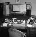 <p>The Oval Office desk belonging to President Franklin D. Roosevelt is shown on the day of his death.</p>