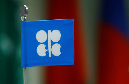 A flag with the Organization of the Petroleum Exporting Countries (OPEC) logo is seen during a meeting of OPEC and non-OPEC producing countries in Vienna, Austria September 22, 2017. REUTERS/Leonhard Foeger