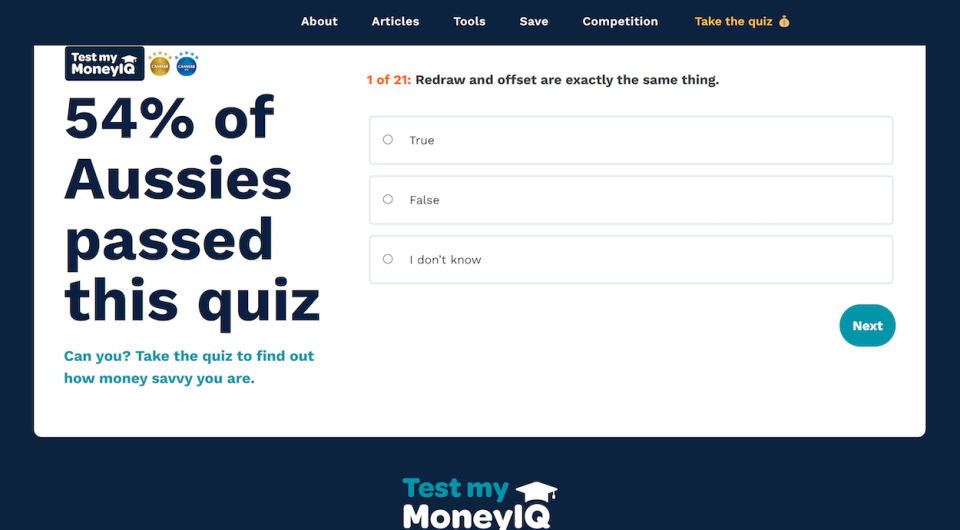 Money quiz screenshot