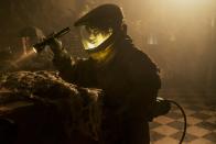 <p>In the first season finale, Joyce and Hopper venture to the Upside Down to save Will Byers, who's been captured there for a week. They journey through the alternate dimension in matching hazmat suits that feature illuminated helmets and allow them to breathe easily.</p>