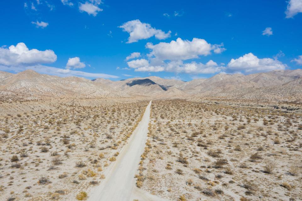 Long Canyon Trailhead photographed Friday, Jan. 22, 2021 via a drone. The trailhead is expected to be completed by this spring. Its 12-mile stretch connects the city to Joshua Tree National Park.