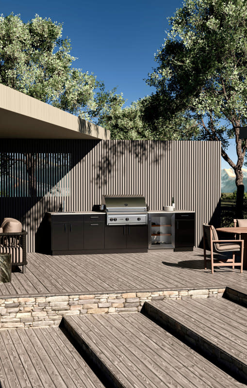 Establish a dedicated outdoor kitchen with a preset unit.<p>Trex Outdoor Kitchens</p>