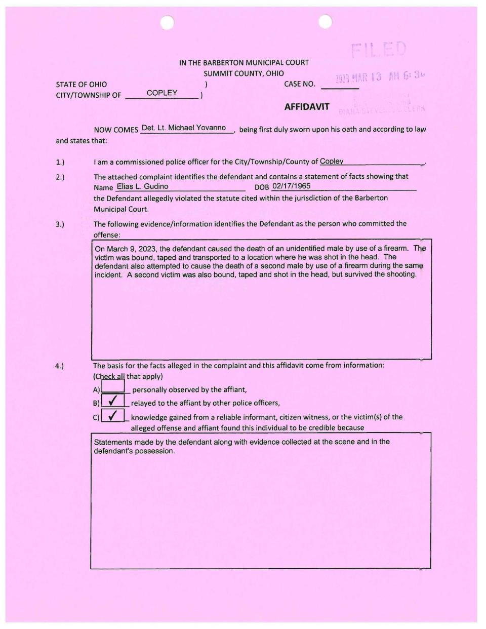 Barberton Municipal Court records related to the Elias Gudino case.