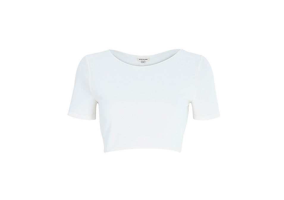 River Island White Knot Back Crop Top, $24, riverisland.com