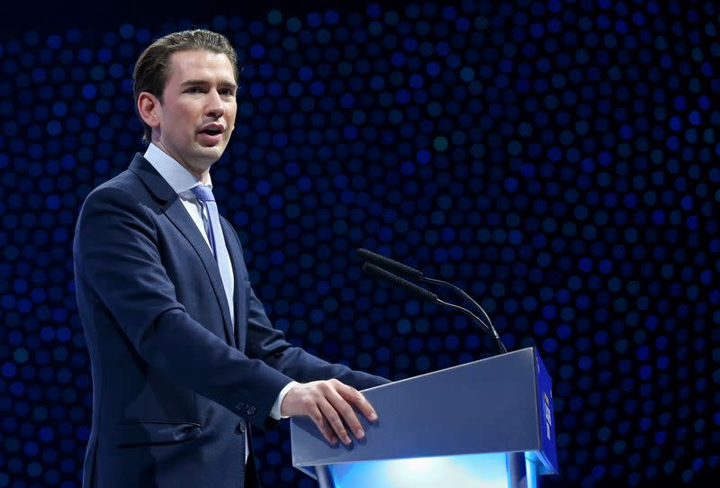 FILE PHOTO: Austrian conservative leader Sebastian Kurz speaks during a European Peoples Party congress in Zagreb, Croatia