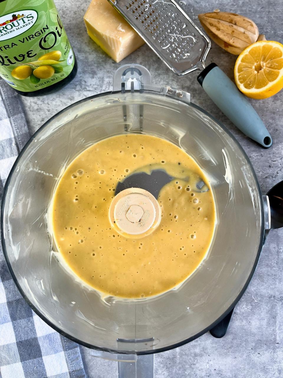 The combination of mayonnaise and Dijon mustard  makes this Caesar salad dressing even better.