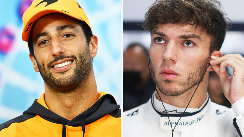 Daniel Ricciardo and Pierre Gasly are pictured left and right.