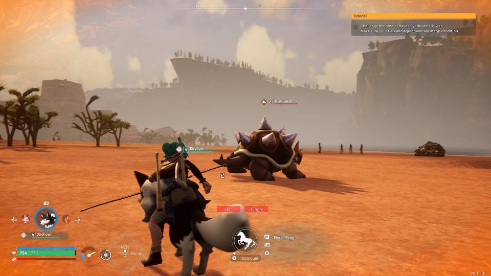 A player watches a digtoise in the desert