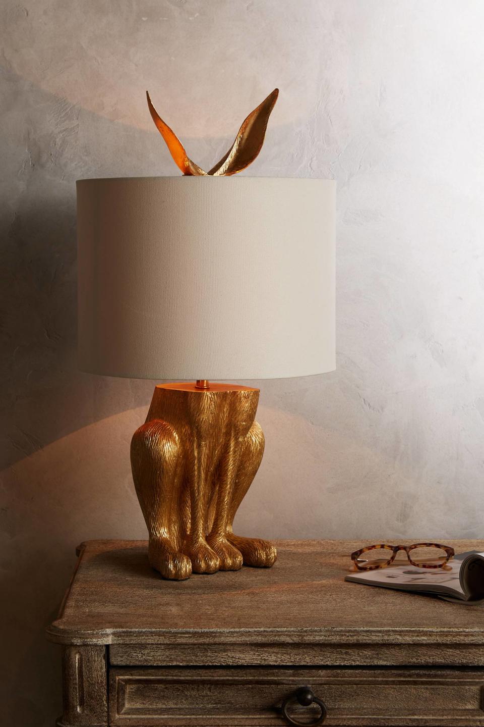 <p><a href="https://go.redirectingat.com?id=74968X1596630&url=https%3A%2F%2Fwww.anthropologie.com%2Fshop%2Fgilded-hare-table-lamp&sref=https%3A%2F%2Fwww.townandcountrymag.com%2Fstyle%2Fhome-decor%2Fg18372572%2Feaster-gift-ideas%2F" rel="nofollow noopener" target="_blank" data-ylk="slk:Shop Now;elm:context_link;itc:0;sec:content-canvas" class="link ">Shop Now</a></p><p>Gilded Hare Table Lamp</p><p>anthropologie.com</p><p>$398.00</p>
