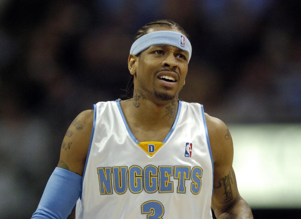 Denver Nuggets Allen Iverson against Memphis Grizzlies at Pepsi Center on Monday.