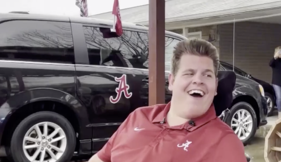 Jake Stitt normally sits outside with a sign that reads: 