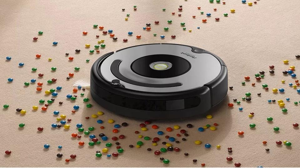 iRobot's Roomba 677 adaptive navigation sensors and maneuvers carpets and hardwood floors.