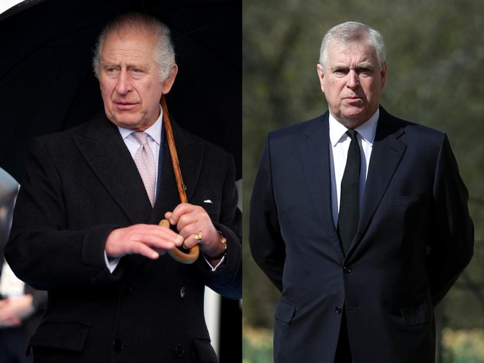 King Charles III and the Duke of York are said to be in disagreement over Prince Andrew’s residence (Getty)