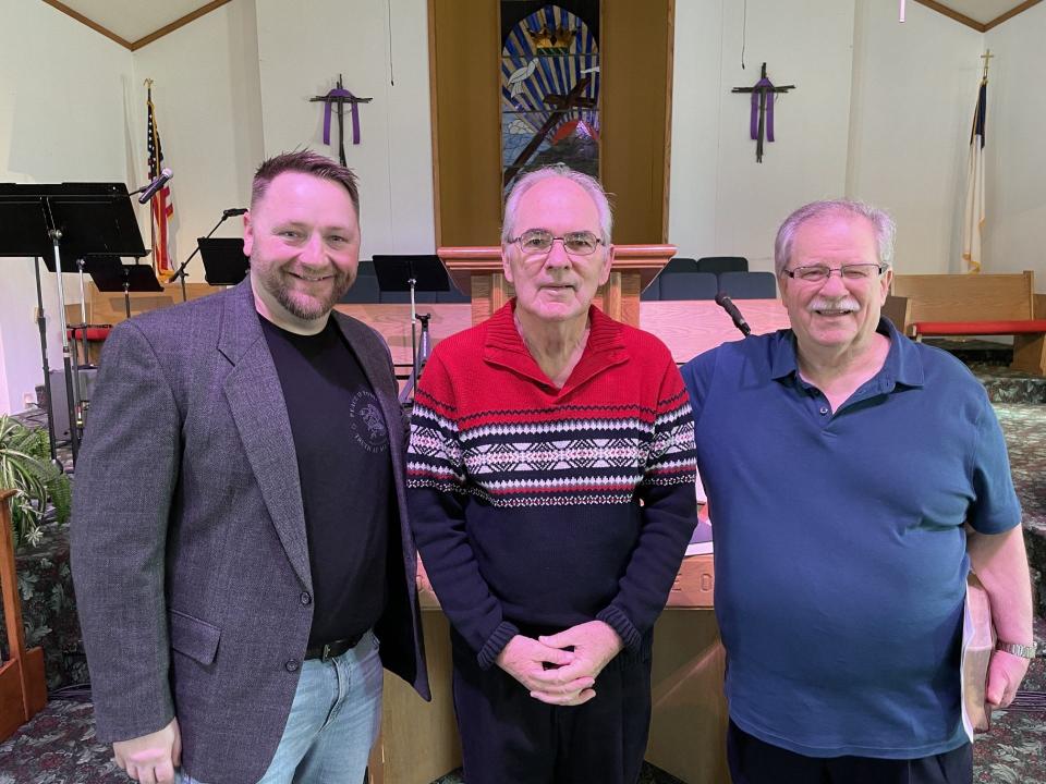 Retired Bethany Eagle’s Nest Community Church Pastor Louie Barnett (center) is shown with Pastor Matthew Pipkin (left) and Pastor Rexford Jones.