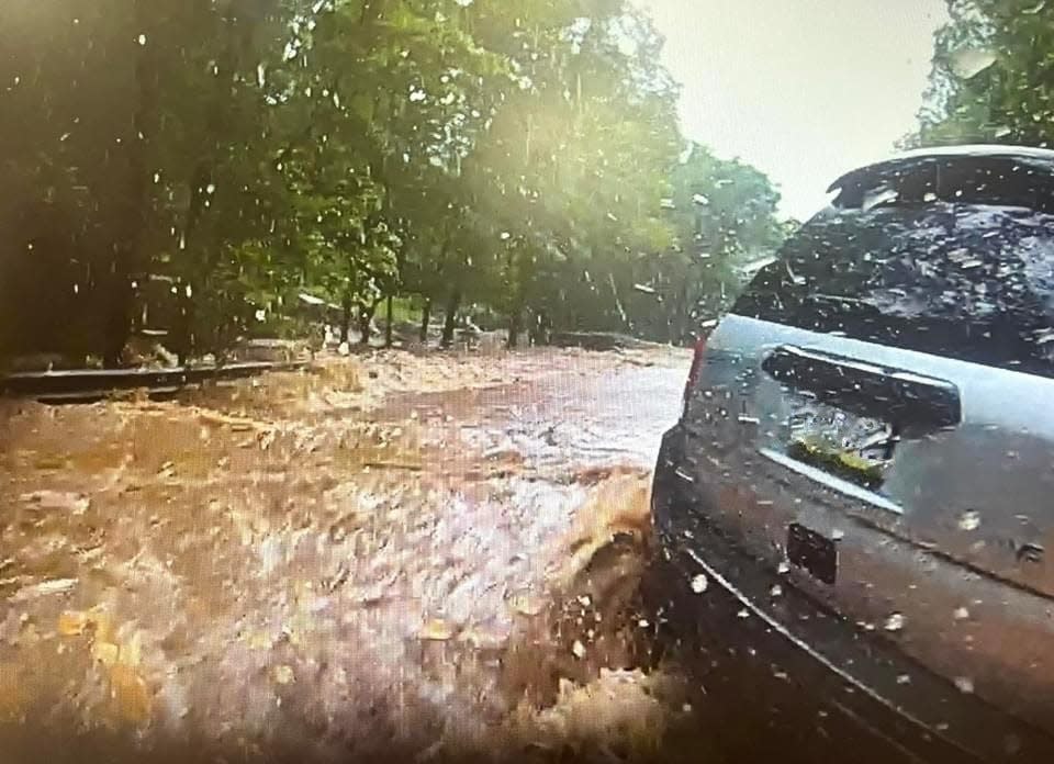 Upper Makefield Police Department released these screenshots from police body camera of the flash floods of July 16, 2023.