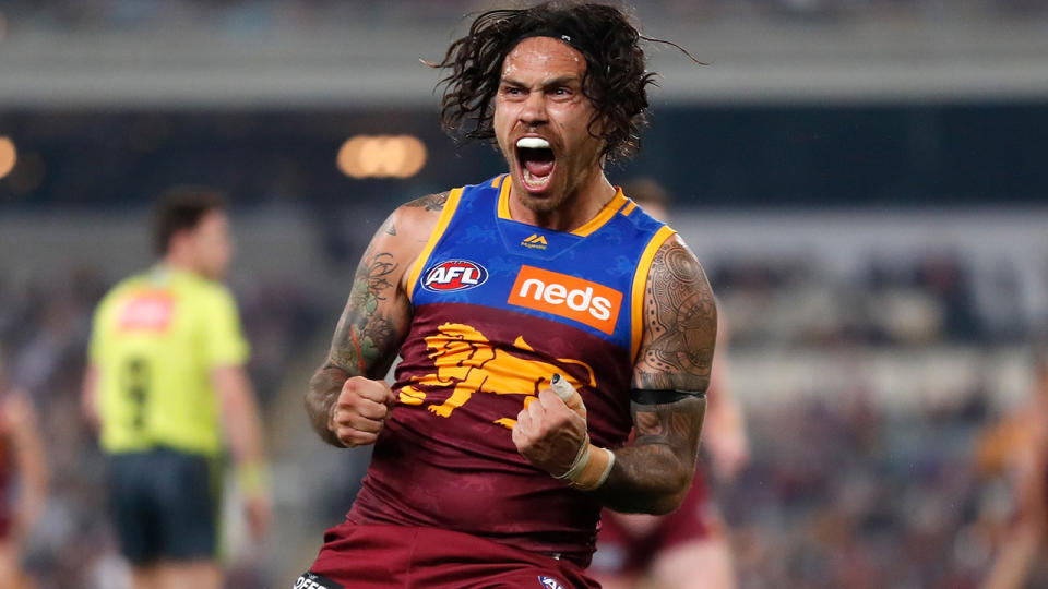 Allen Christensen, pictured here in action for Brisbane Lions in 2019.