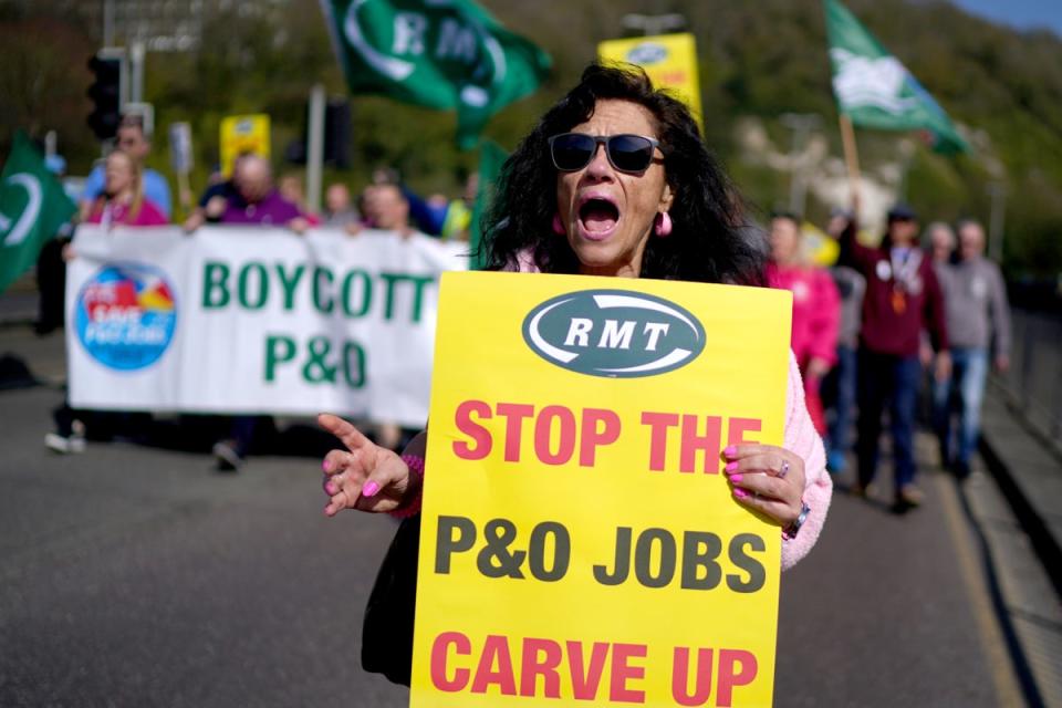A number of demonstrations against the dismissal of P&O workers organised by the RMT union have taken place across the country (Gareth Fuller/PA) (PA Wire)