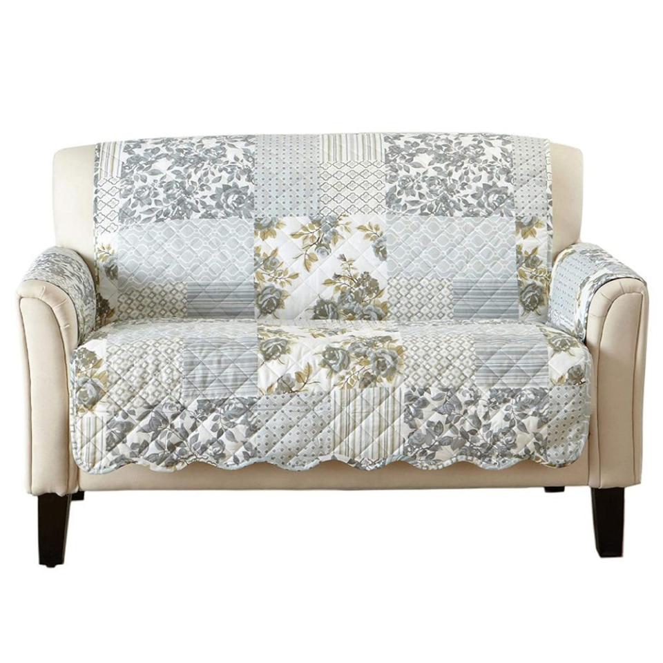 10) Great Bay Home Patchwork Loveseat Cover
