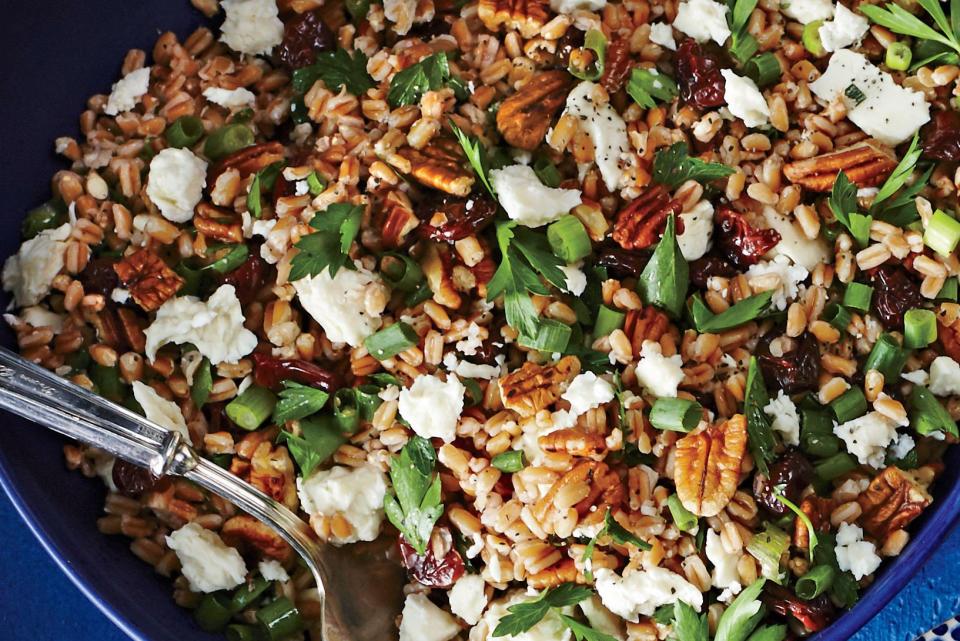 Farro Salad with Toasted Pecans, Feta, and Dried Cherries