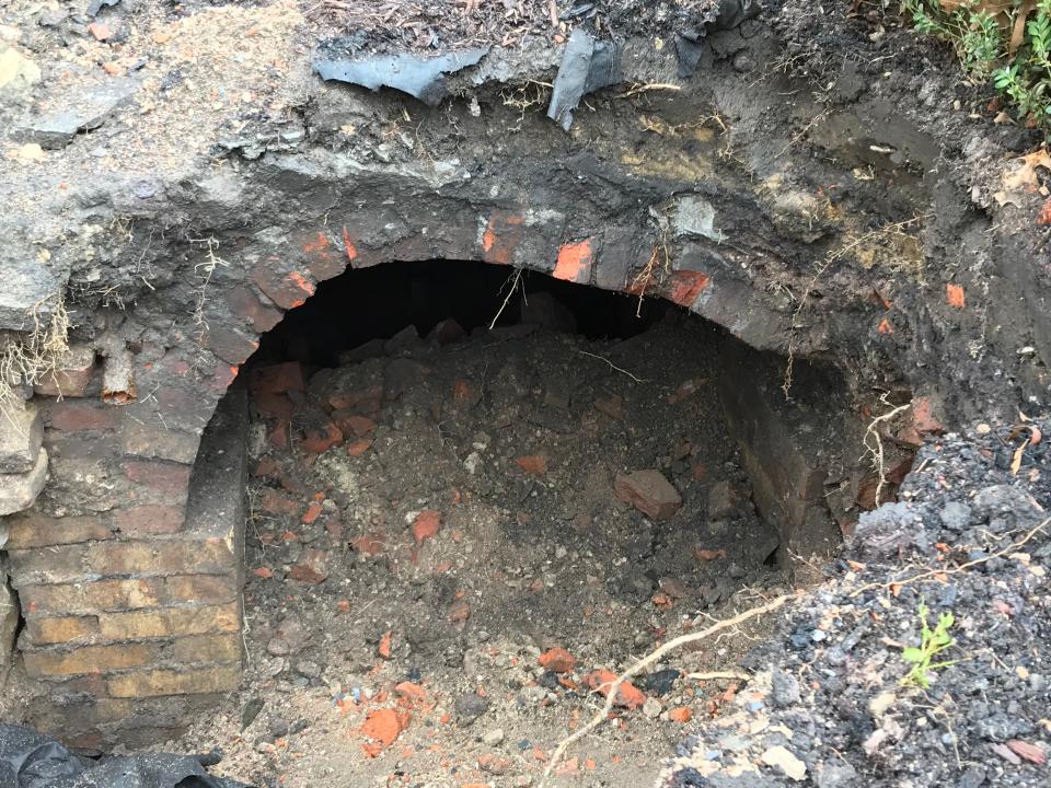 The western opening to a secret tunnel recently unearthed at the Merrick Art Gallery in New Brighton.