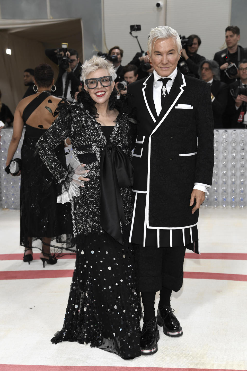 Catherine Martin, left, and Baz Luhrmann attend The Metropolitan Museum of Art's Costume Institute benefit gala celebrating the opening of the "Karl Lagerfeld: A Line of Beauty" exhibition on Monday, May 1, 2023, in New York. (Photo by Evan Agostini/Invision/AP)