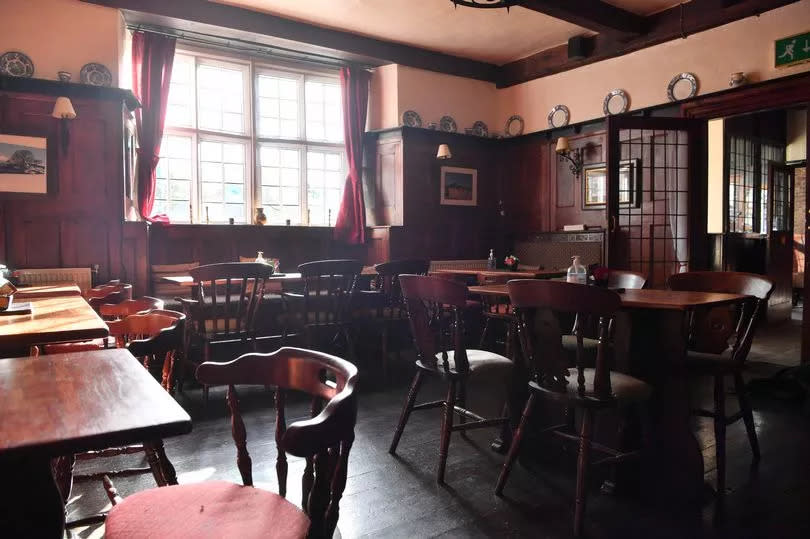 The dining area definitely has lots of traditional décor - at The Skirrid Inn