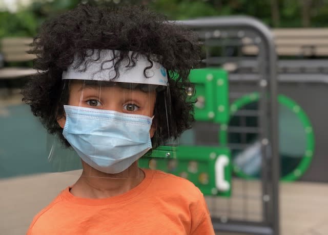 Little Lives PPE created face shields that can fit children as young as two years old. (Photo: Little Lives PPE)