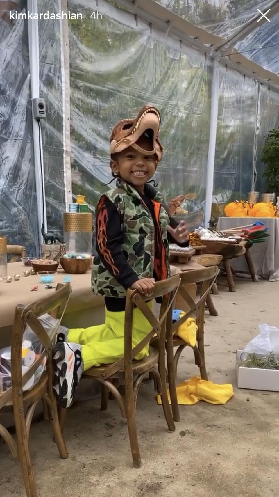 Kim Kardashian celebrated the 4th birthday of son Saint on Saturday with a dinosaur-filled birthday bash.(Instagram/KimKardashian)