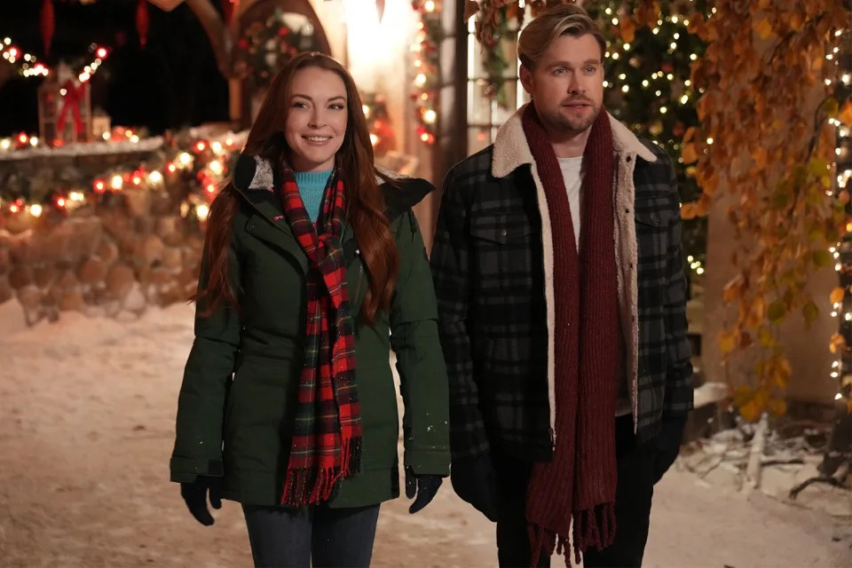 Christmas successful  Wonderland. (L-R) Lindsay Lohan arsenic  Sierra, Chord Overstreet arsenic  Jake successful  Christmas successful  Wonderland. Cr. Scott Everett White/Netflix &#xa9; 2021