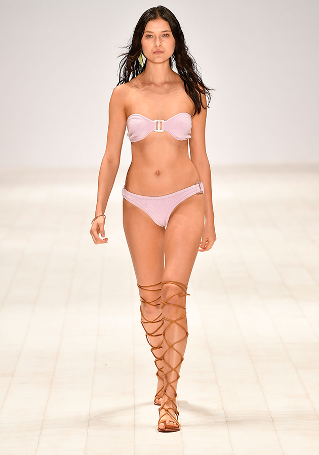The catwalk was awash with pretty pastel bikinis like this one.