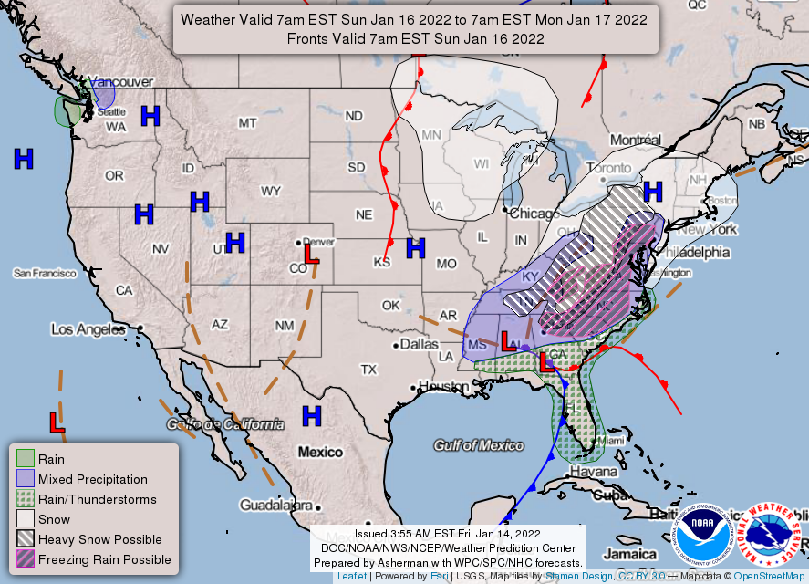 Showers and thunderstorms are forecast for most of Florida Saturday evening through Sunday, and are expected to bring a second cold front to the area.