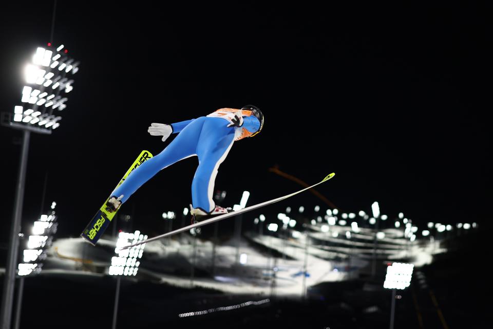 Silje Opseth of Team Norway jumps during Mixed Team Ski Jumping final round (Getty Images)
