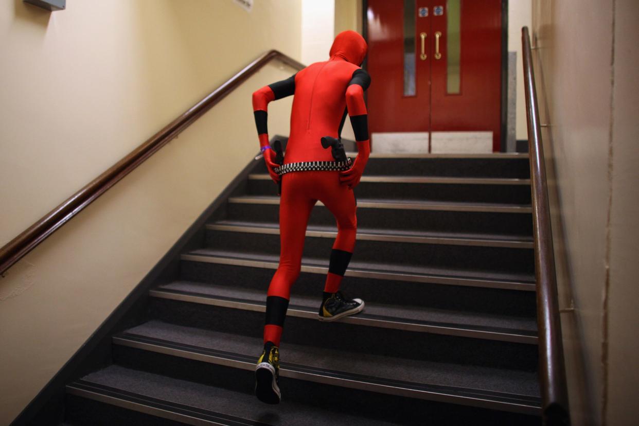 Ashley Cochran, 18, attends the North East Manga and Anime Convention (NemaCon) dressed as Marvel Comics character Dead Pool