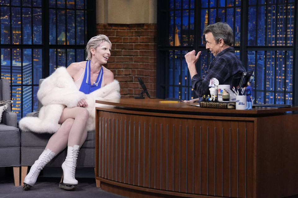 Julia Fox on "Late Night with Seth Meyers" on Jan 21, Dsquared2