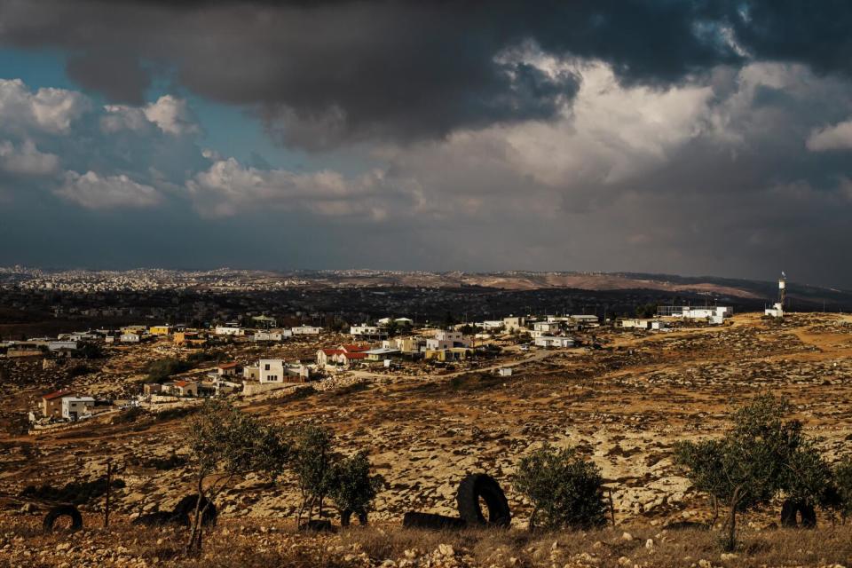 Avigail, an Israeli settlement as seen from in Shaeb Al-Botum, Occupied West Bank,