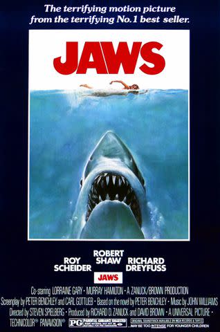 <p>Universal History Archive/UIG via Getty </p> Susan Backlinie 'Jaws' poster in 1975