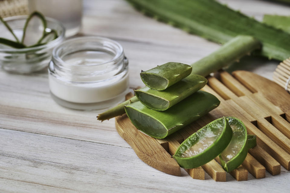 Pieces of aloe on top of a table