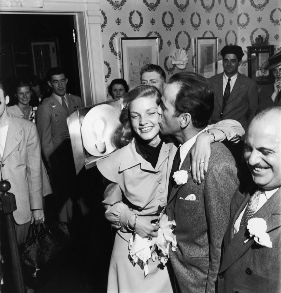 <h1 class="title">Newlywed actors Humphrey Bogart and Lauren Bacall</h1><cite class="credit">Photo: Getty Images</cite>