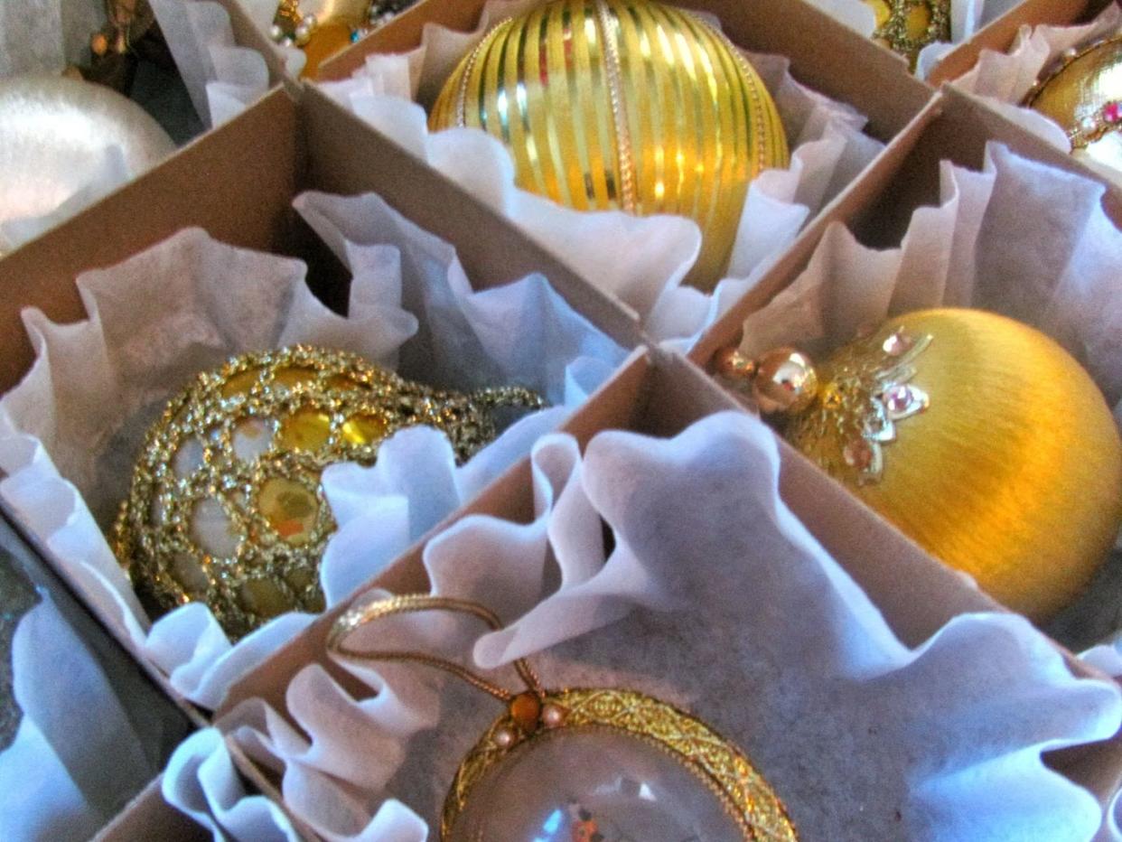 ornament storage coffee filter hack