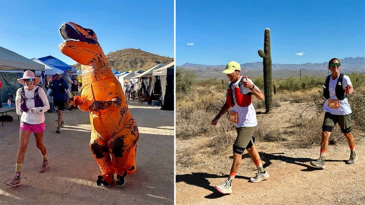 <span class="article__caption">Left: T-Rex Javelina crew chief; Right: Courtney Dauwalter paces her mother. </span> (Photo: Brian Metzler)