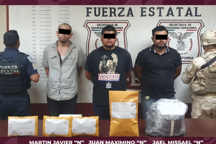 Detienen a 3 hombres en Tecate; portaban drogas y armamento de alto impacto 