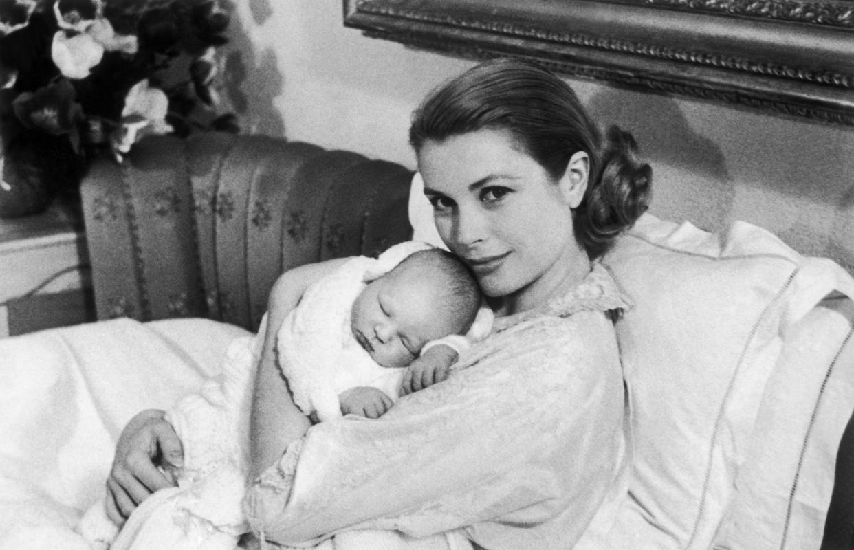 Princess Grace Of Monaco And Newborn Prince Albert In 1958 (Keystone-France / Gamma-Keystone via Getty Images)